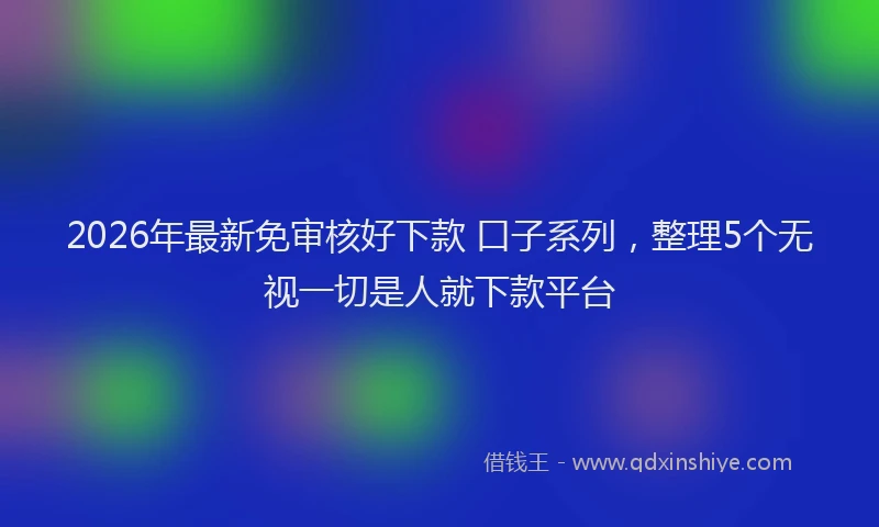 2026年最新免审核好下款 口子系列,整理5个无视一切是人就下款平台