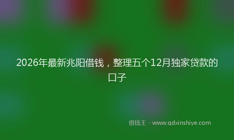 2026年最新兆阳借钱，整理五个12月独家贷款的口子