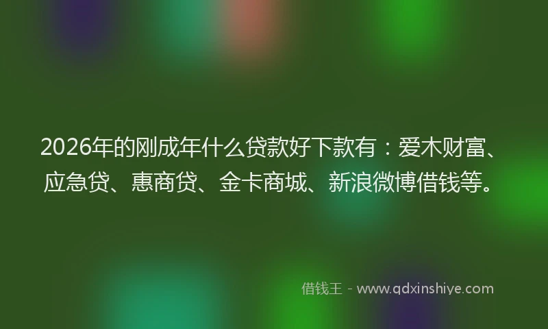2026年的刚成年什么贷款好下款有：爱木财富、应急贷、惠商贷、金卡商城、新浪微博借钱等。