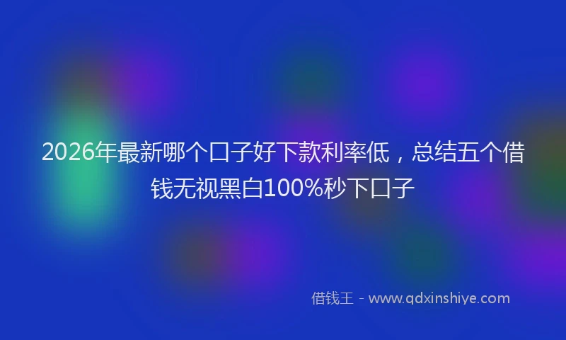 2026年最新哪个口子好下款利率低，总结五个借钱无视黑白100%秒下口子