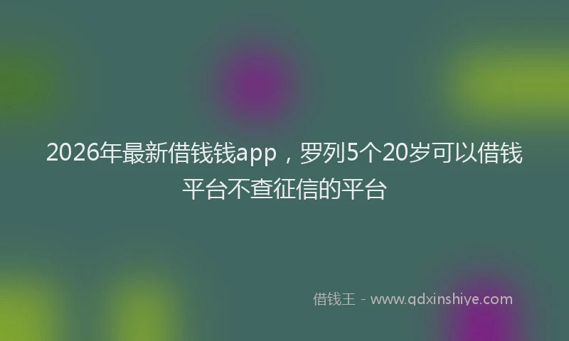 2026年最新借钱钱app，罗列5个20岁可以借钱平台不查征信的平台