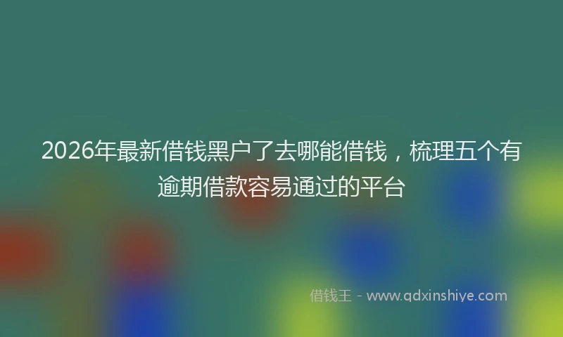 2026年最新借钱黑户了去哪能借钱，梳理五个有逾期借款容易通过的平台