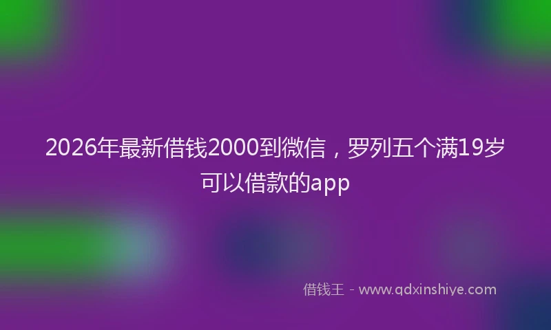 2026年最新借钱2000到微信，罗列五个满19岁可以借款的app