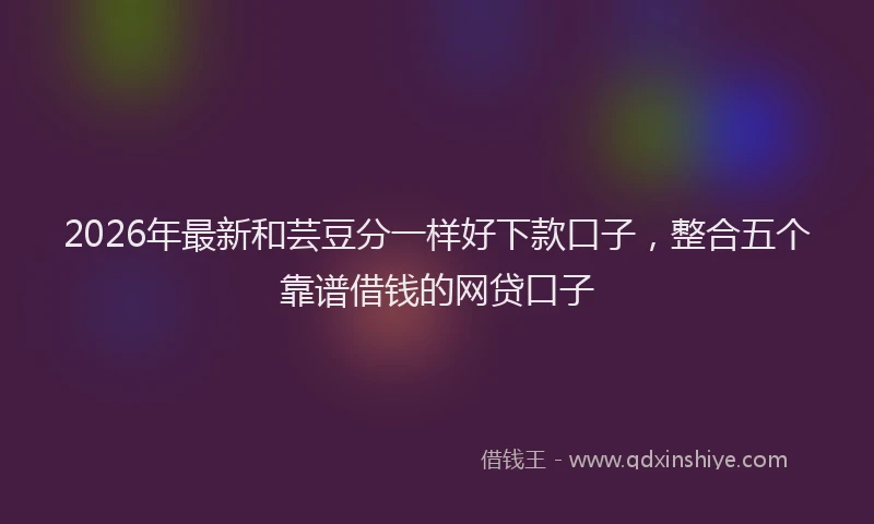 2026年最新和芸豆分一样好下款口子，整合五个靠谱借钱的网贷口子