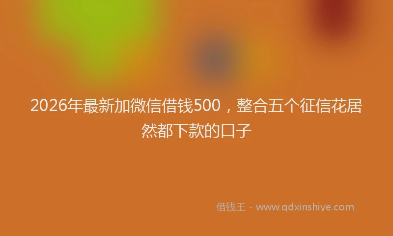2026年最新加微信借钱500，整合五个征信花居然都下款的口子
