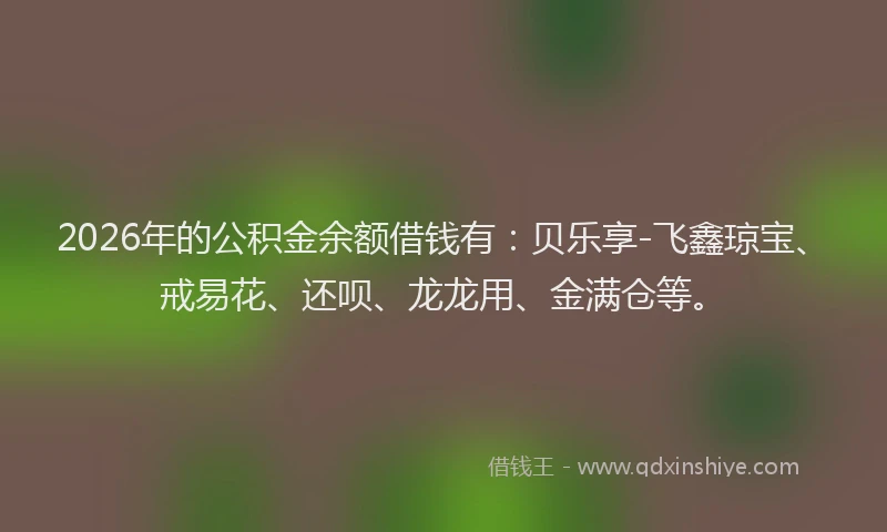 2026年的公积金余额借钱有：贝乐享-飞鑫琼宝、戒易花、还呗、龙龙用、金满仓等。