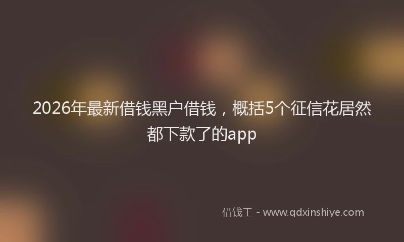 2026年最新借钱黑户借钱，概括5个征信花居然都下款了的app