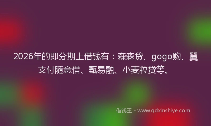 2026年的即分期上借钱有:森森贷、gogo购、翼支付随意借、甄易融、小麦粒贷等。