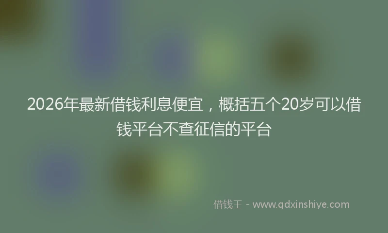 2026年最新借钱利息便宜,概括五个20岁可以借钱平台不查征信的平台