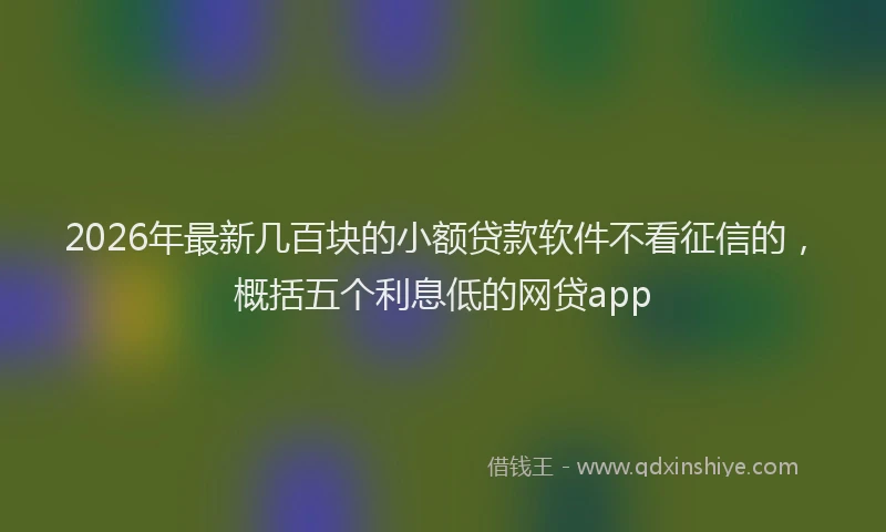 2026年最新几百块的小额贷款软件不看征信的，概括五个利息低的网贷app