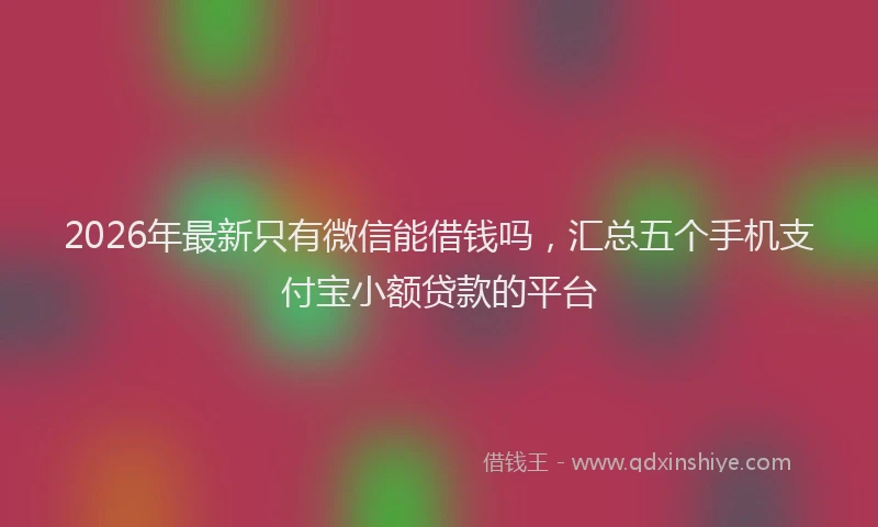 2026年最新只有微信能借钱吗，汇总五个手机支付宝小额贷款的平台