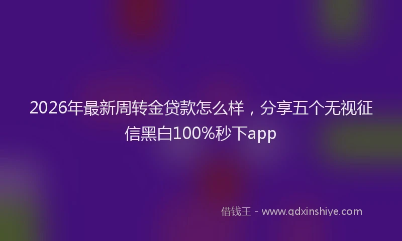 2026年最新周转金贷款怎么样，分享五个无视征信黑白100%秒下app