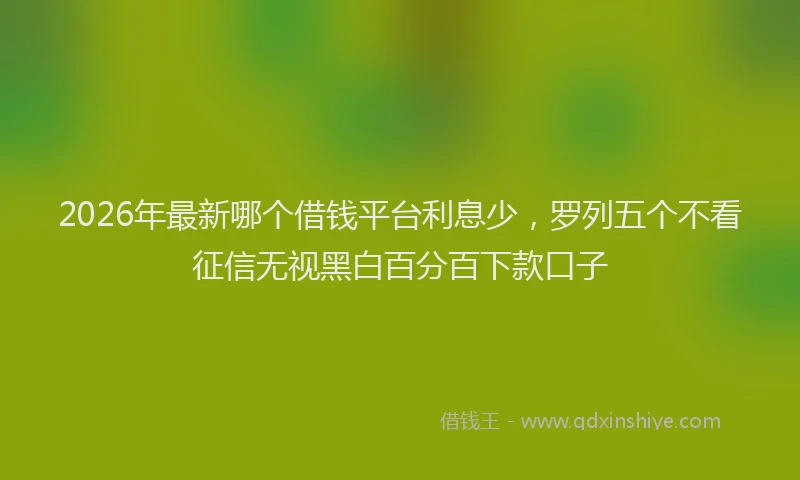 2026年最新哪个借钱平台利息少，罗列五个不看征信无视黑白百分百下款口子