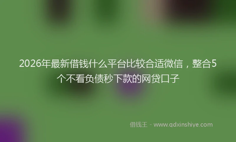 2026年最新借钱什么平台比较合适微信，整合5个不看负债秒下款的网贷口子