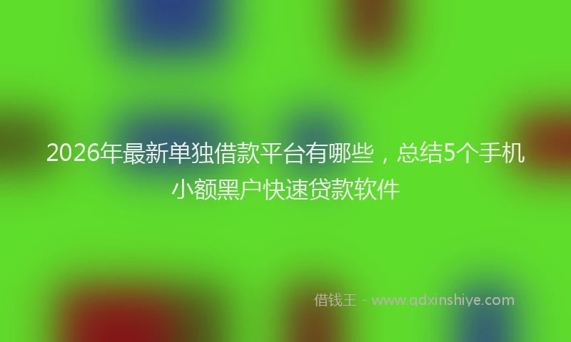 2026年最新单独借款平台有哪些，总结5个手机小额黑户快速贷款软件