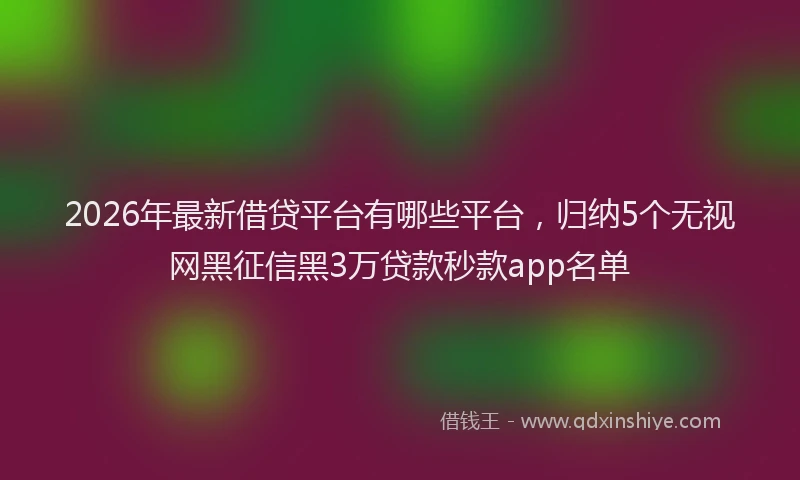 2026年最新借贷平台有哪些平台，归纳5个无视网黑征信黑3万贷款秒款app名单