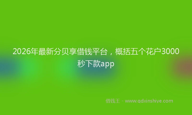 2026年最新分贝享借钱平台，概括五个花户3000秒下款app