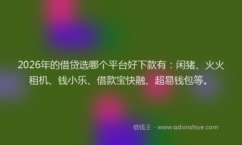 2026年的借贷选哪个平台好下款有:闲猪、火火租机、钱小乐、借款宝快融、超易钱包等。
