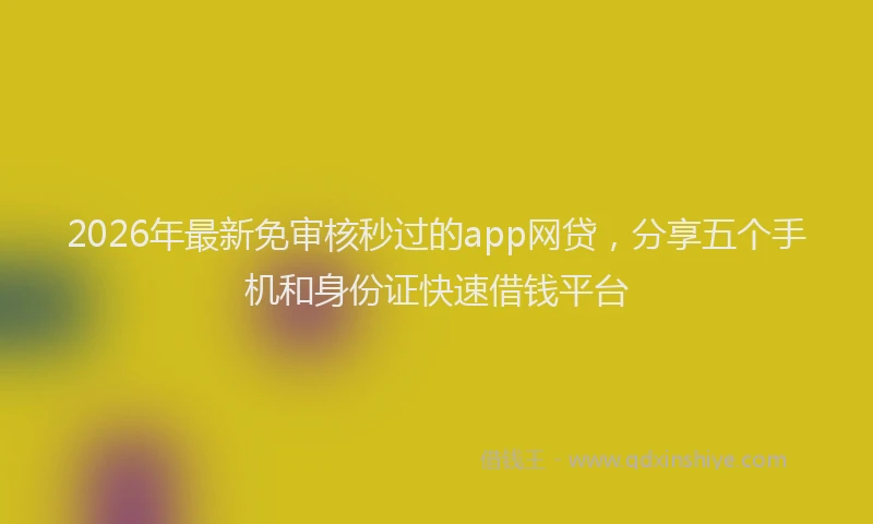 2026年最新免审核秒过的app网贷,分享五个手机和身份证快速借钱平台