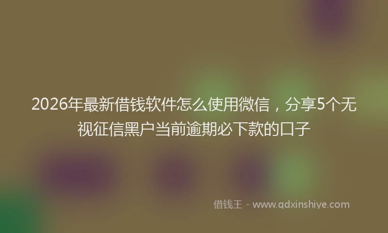 2026年最新借钱软件怎么使用微信，分享5个无视征信黑户当前逾期必下款的口子