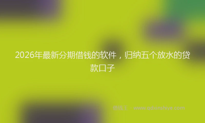 2026年最新分期借钱的软件,归纳五个放水的贷款口子