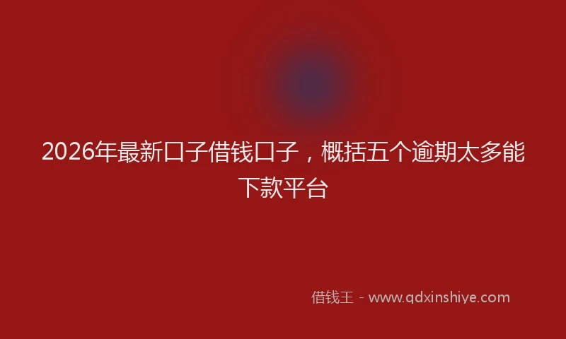 2026年最新口子借钱口子，概括五个逾期太多能下款平台