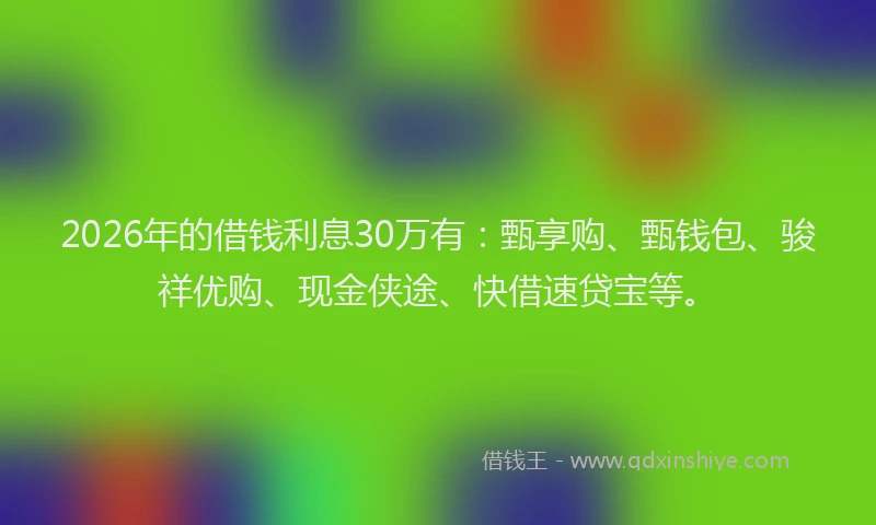 2026年的借钱利息30万有:甄享购、甄钱包、骏祥优购、现金侠途、快借速贷宝等。