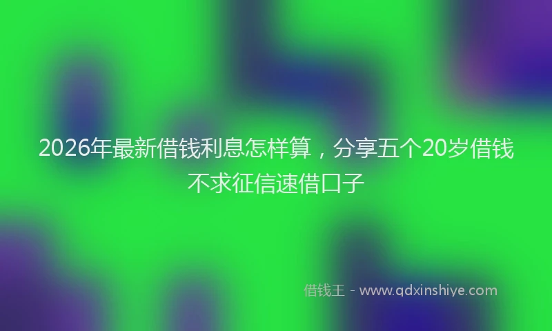 2026年最新借钱利息怎样算，分享五个20岁借钱不求征信速借口子