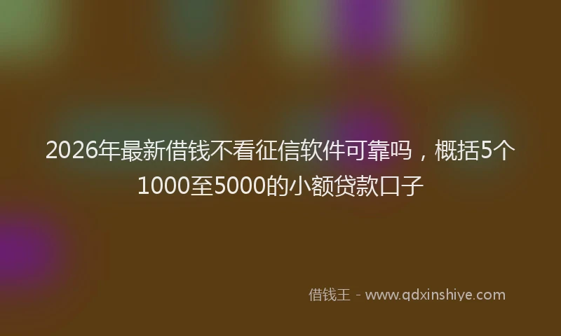 2026年最新借钱不看征信软件可靠吗，概括5个1000至5000的小额贷款口子