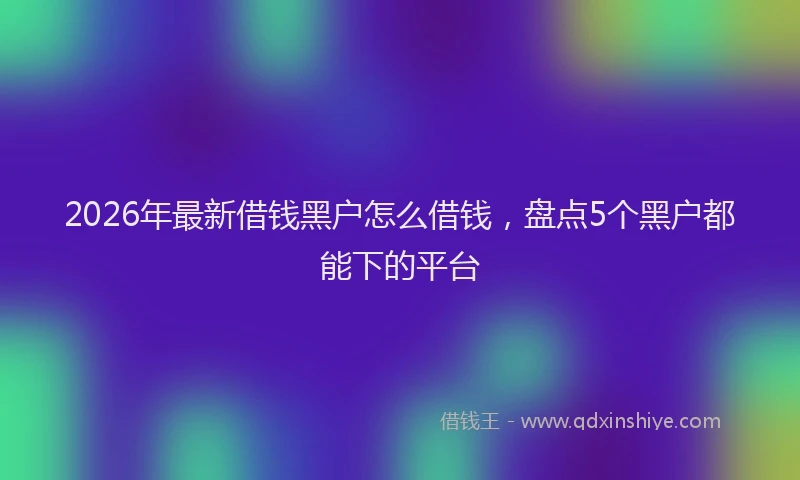 2026年最新借钱黑户怎么借钱，盘点5个黑户都能下的平台