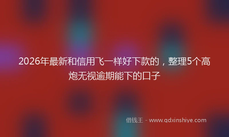 2026年最新和信用飞一样好下款的,整理5个高炮无视逾期能下的口子