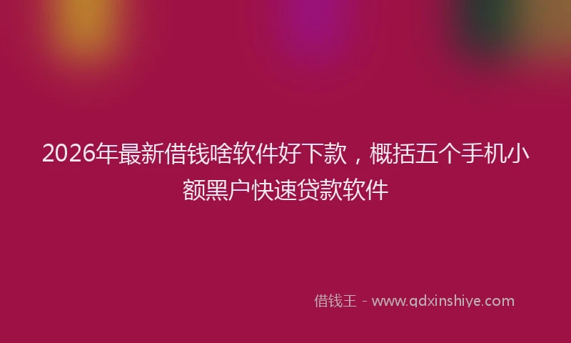 2026年最新借钱啥软件好下款,概括五个手机小额黑户快速贷款软件