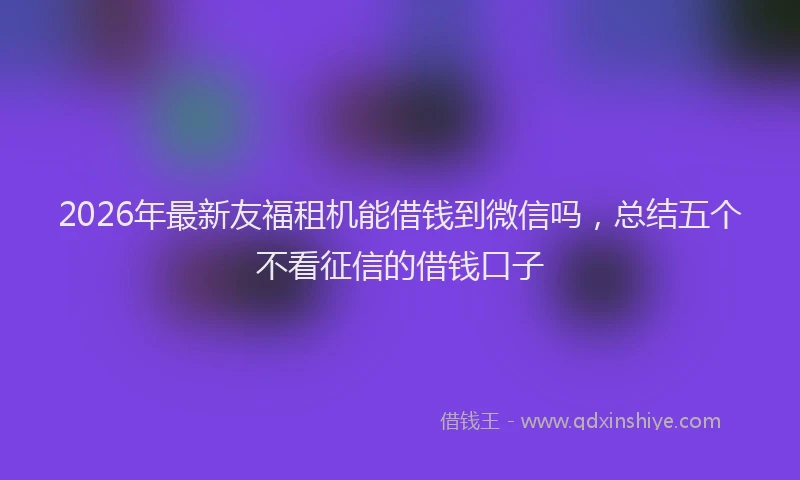 2026年最新友福租机能借钱到微信吗,总结五个不看征信的借钱口子