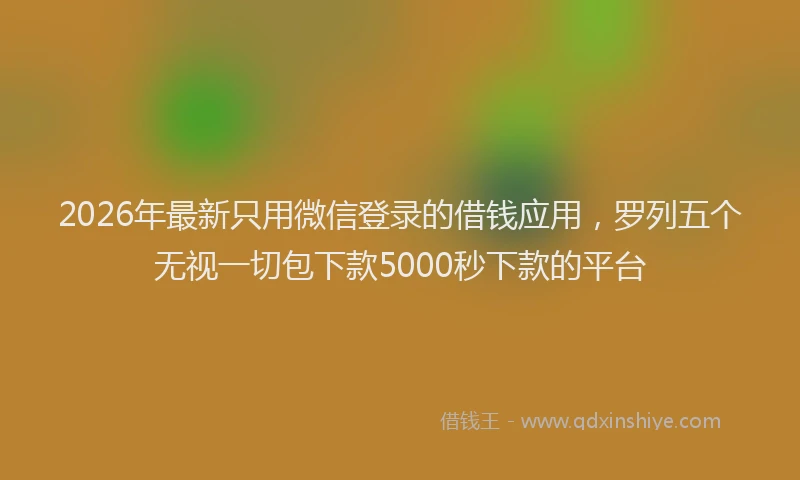 2026年最新只用微信登录的借钱应用,罗列五个无视一切包下款5000秒下款的平台