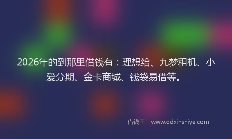 2026年的到那里借钱有：理想给、九梦租机、小爱分期、金卡商城、钱袋易借等。