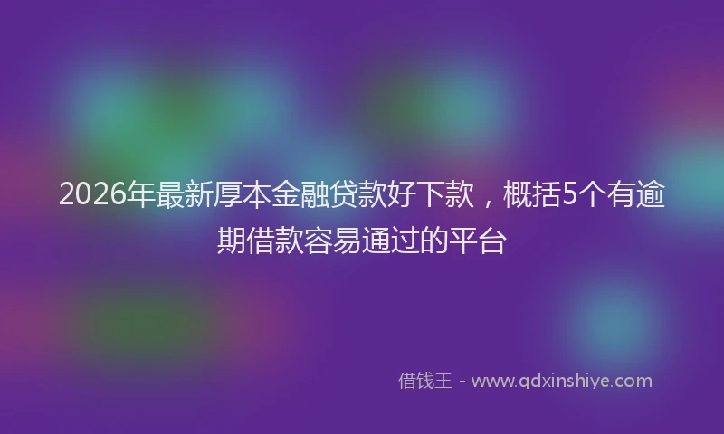 2026年最新厚本金融贷款好下款,概括5个有逾期借款容易通过的平台