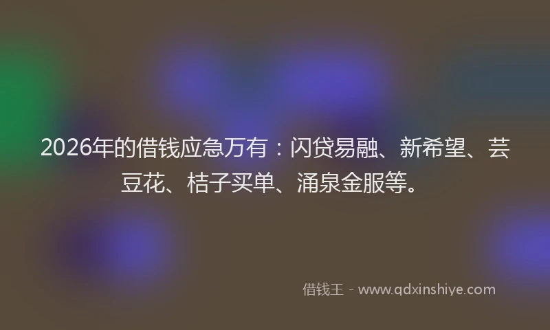 2026年的借钱应急万有：闪贷易融、新希望、芸豆花、桔子买单、涌泉金服等。
