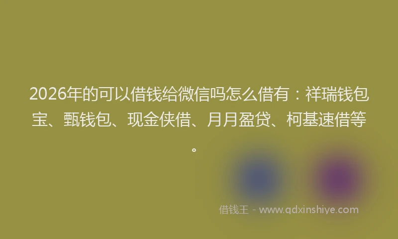 2026年的可以借钱给微信吗怎么借有：祥瑞钱包宝、甄钱包、现金侠借、月月盈贷、柯基速借等。