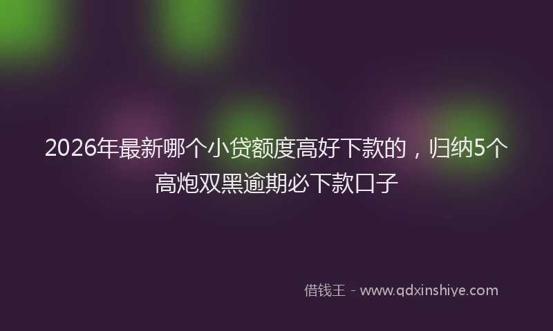 2026年最新哪个小贷额度高好下款的，归纳5个高炮双黑逾期必下款口子