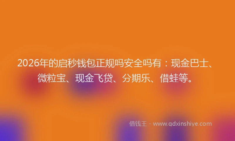 2026年的启秒钱包正规吗安全吗有:现金巴士、微粒宝、现金飞贷、分期乐、借蛙等。