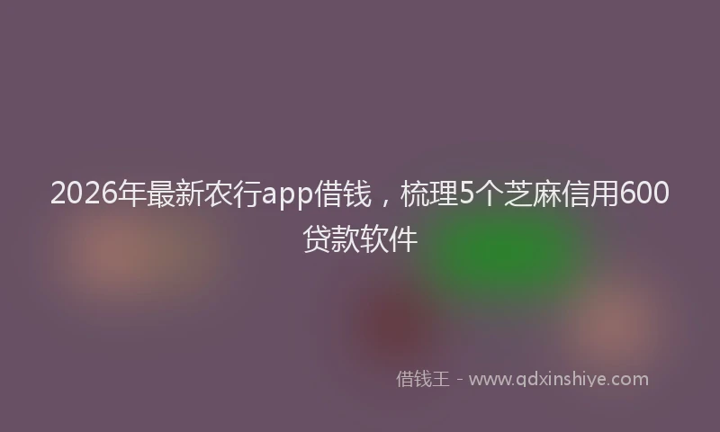 2026年最新农行app借钱,梳理5个芝麻信用600贷款软件