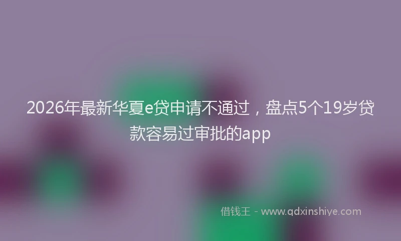 2026年最新华夏e贷申请不通过，盘点5个19岁贷款容易过审批的app