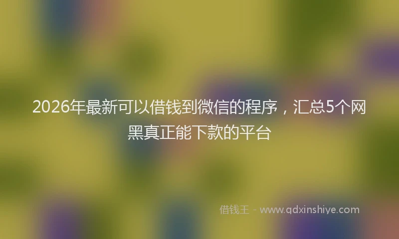 2026年最新可以借钱到微信的程序，汇总5个网黑真正能下款的平台