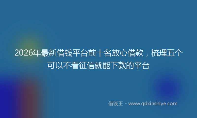 2026年最新借钱平台前十名放心借款,梳理五个可以不看征信就能下款的平台