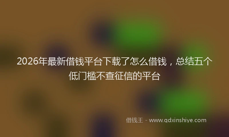 2026年最新借钱平台下载了怎么借钱,总结五个低门槛不查征信的平台