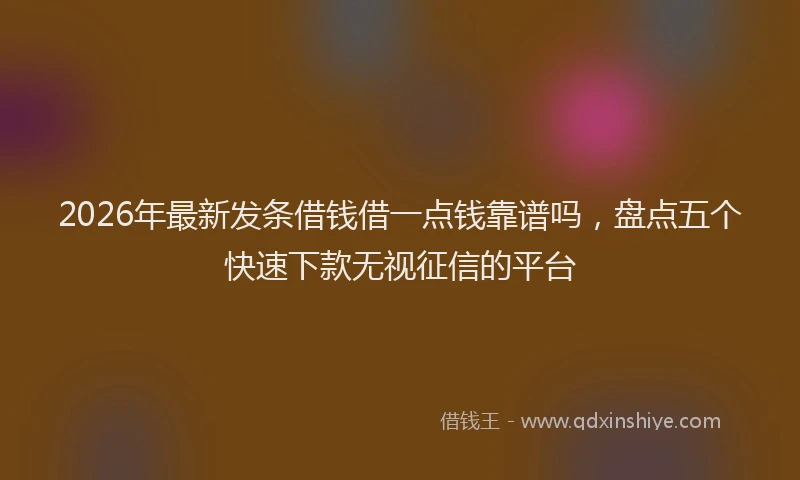 2026年最新发条借钱借一点钱靠谱吗，盘点五个快速下款无视征信的平台