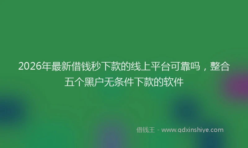 2026年最新借钱秒下款的线上平台可靠吗，整合五个黑户无条件下款的软件