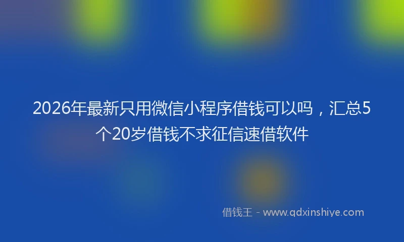 2026年最新只用微信小程序借钱可以吗,汇总5个20岁借钱不求征信速借软件