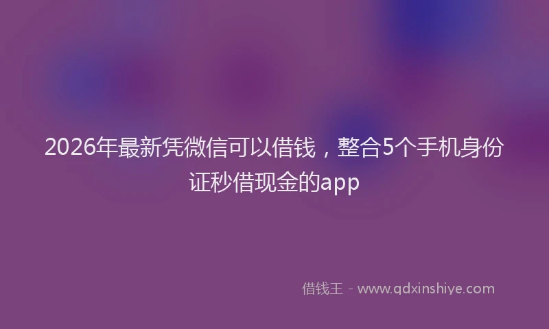2026年最新凭微信可以借钱,整合5个手机身份证秒借现金的app