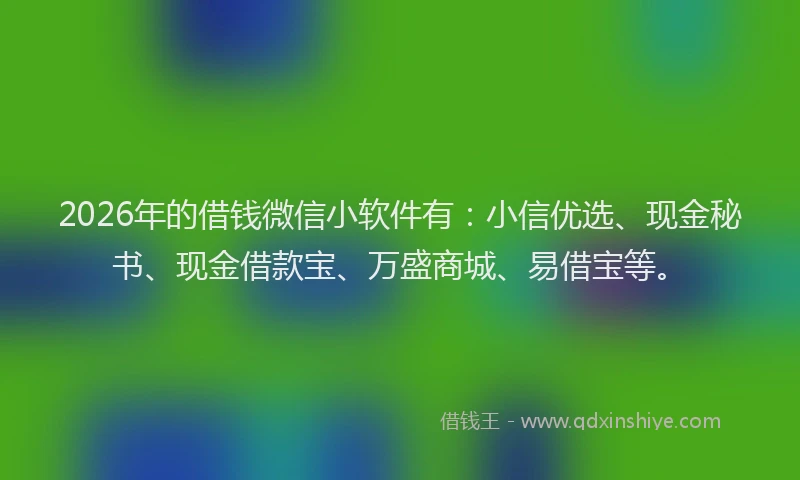 2026年的借钱微信小软件有：小信优选、现金秘书、现金借款宝、万盛商城、易借宝等。